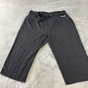 Old Navy Pants Womens 3X Black High-Waisted Linen-Blend Cropped‎ Wide-Leg Casual
